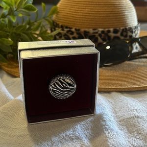 From the USA made company Premier Designs, fashion jewelry. Zebra Ring size 8